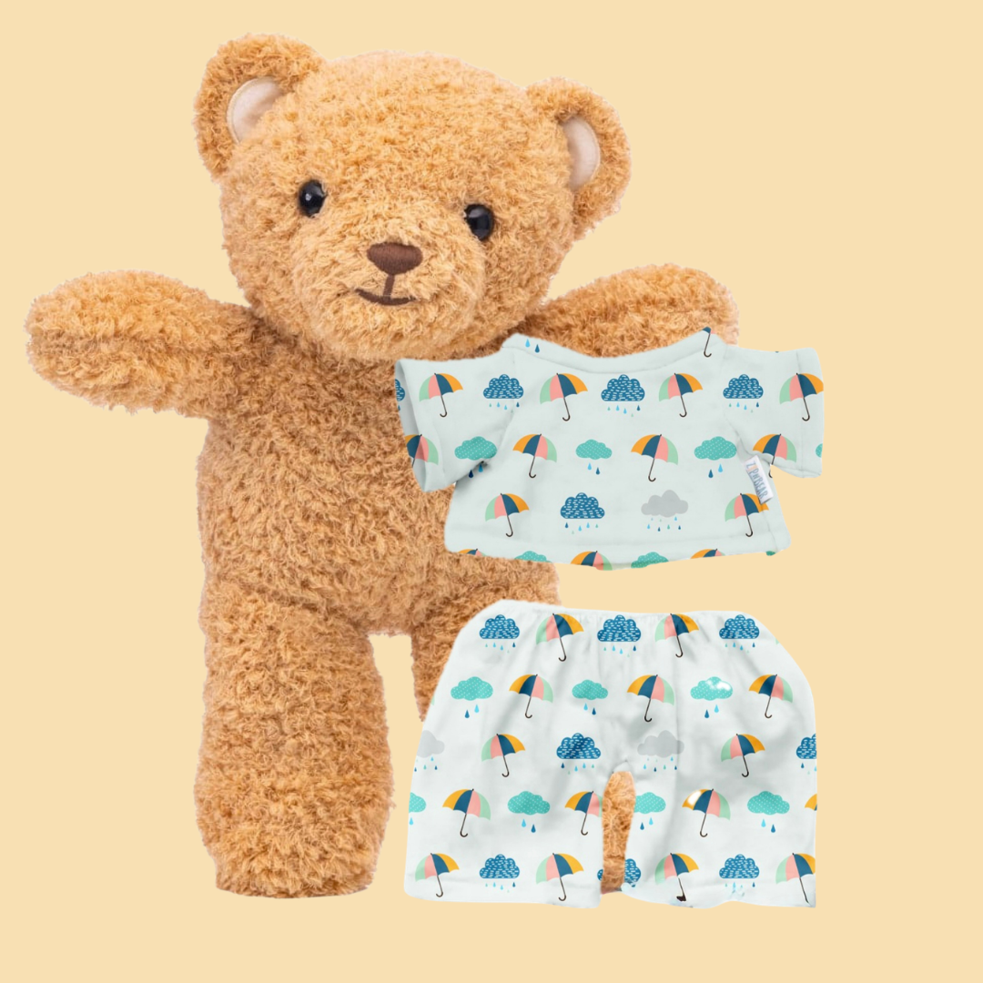 Zippy the Bear + Zippy Pajamas (Raindrop Retreat)