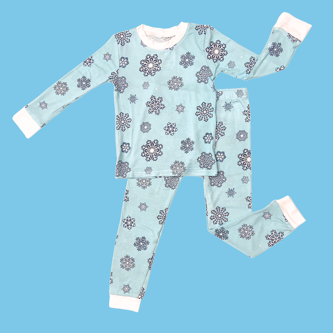 Glistening Snowflake Pajamas Unisex Zip N Bear