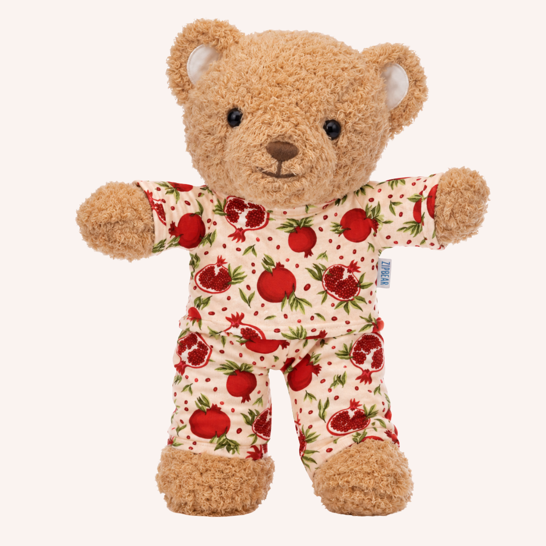 Zippy the Bear + Zippy Pajamas (Passionate Pomegranate)